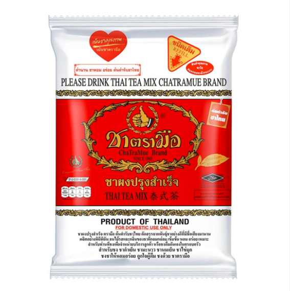 CHATRAMUE Red Tea Powder Vanilla Flavor 400 g.- ตรามือ ชาผงปรุงสำเร็จ ฉลากแดง ชนิดถุง 400 ก.