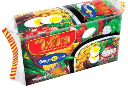 WAI WAI Instant Noodles Original 55 g. Pack 10 - ไวไว บะหมี่กึ่งสำเร็จรูป สูตรดั้งเดิม 55 ก. แพ็ค