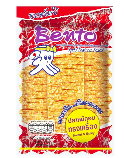 BENTO Squid Snack Sweet & Spicy Flavor 36 g. - เบนโตะ ปลาหมึกอบ รสหมึกทรงเครื่อง 36 ก.