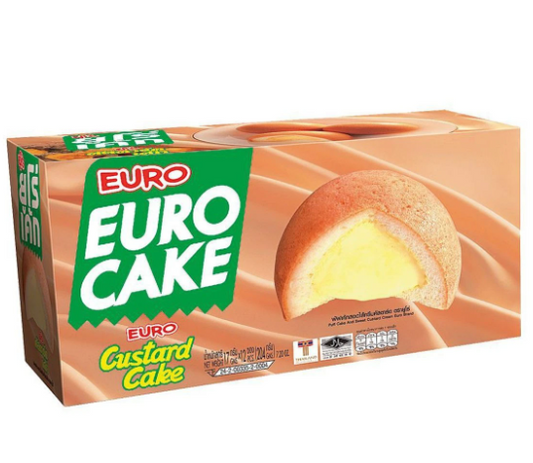 EURO Custard Cake 204 G. - ยูโร่ พัฟเค้กสอดไส้ครีมคัสตาร์ด 204 ก.