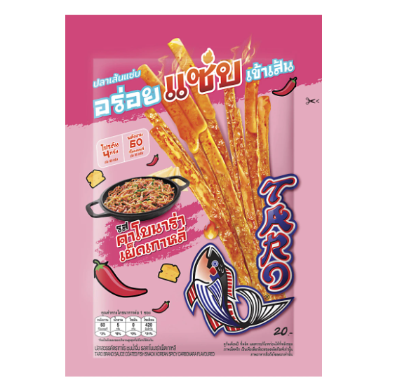 TARO Sauce Coated Fish Snack Korean Spicy Carbonara Flavor 18 g. - ทาโร ปลาสวรรค์ ชุบน้ำจิ้ม รสคาโบนาร่าเผ็ดเกาหลี 18 ก.